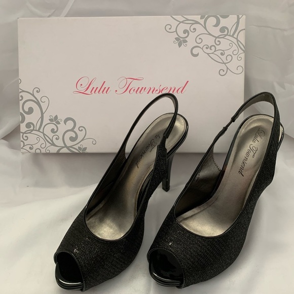 Lulu Townsend Shoes - Lulu Townsend Glittery Mesh Peep Toe Stiletto
